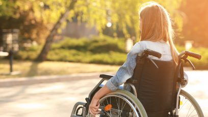 eenage Girl In Wheelchair Outdoor